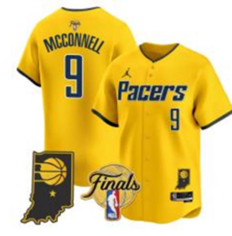 Men 2025 Indiana Pacers #9 Mcconnell Yellow Joint Name NBA Jersey style 29->indiana pacers->NBA Jersey